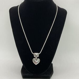 Brighton Cafe Au Lait Silver Played Heart Pendant Necklace